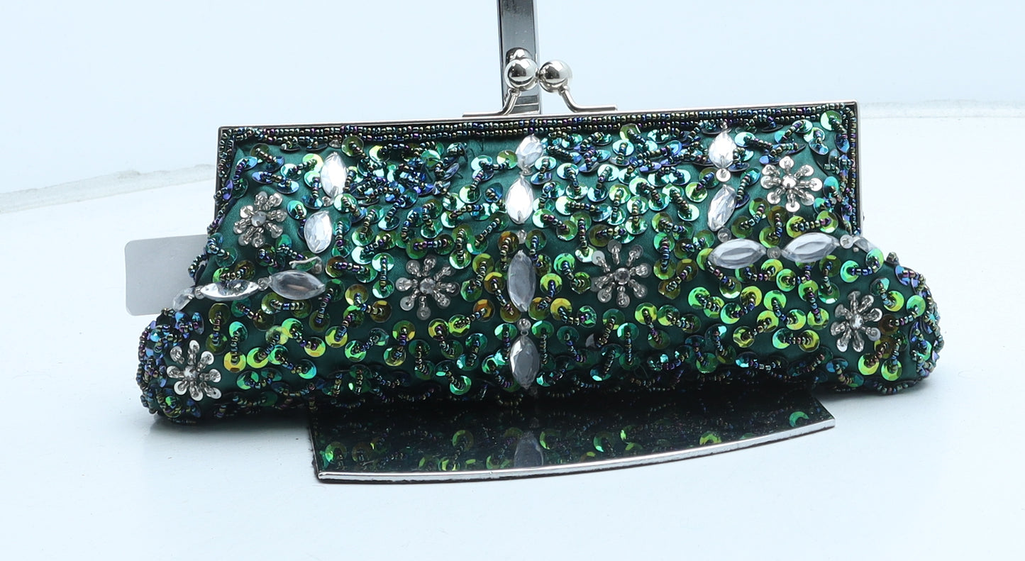 AI Fashion Womens Green Polyester Clutch Size Small