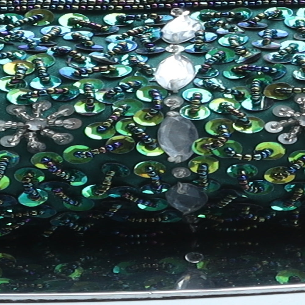 AI Fashion Womens Green Polyester Clutch Size Small