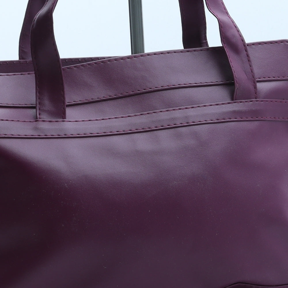 Nathalie Andersen Womens Purple Geometric Polyurethane Top Handle Bag Size Medium