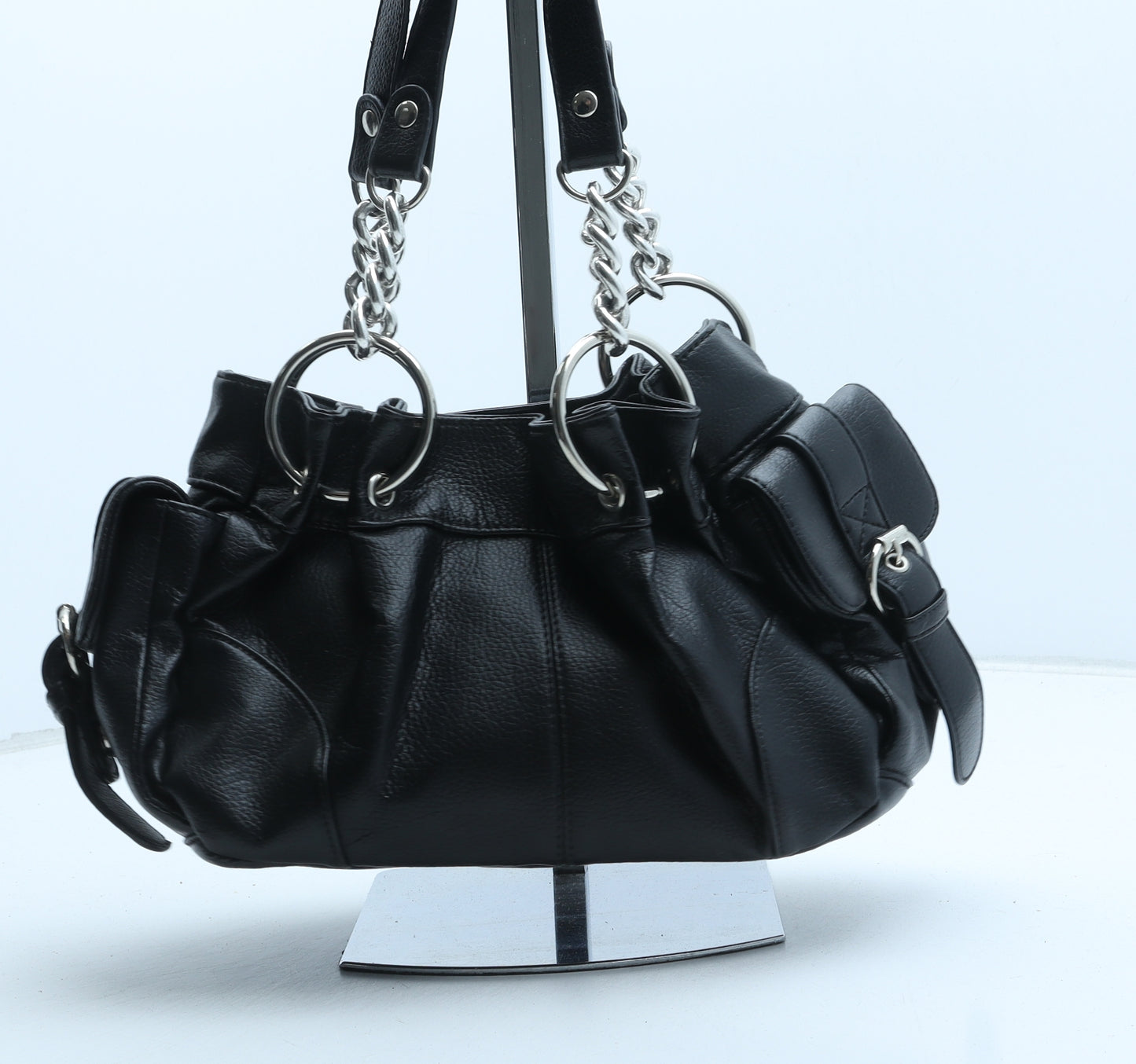 River Island Womens Black Polyurethane Shoulder Bag Size Small
