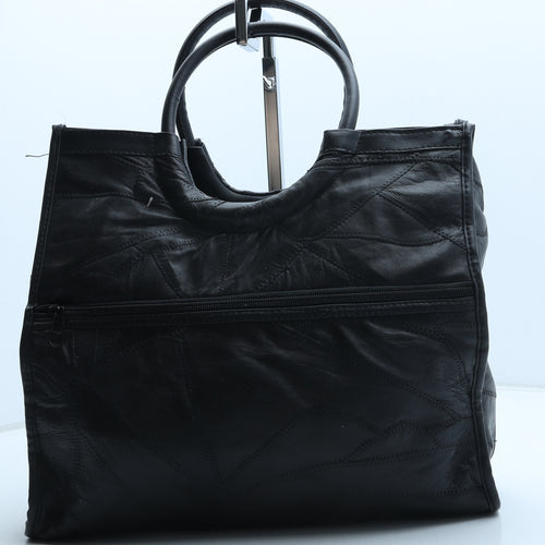 Preworn Womens Black Polyurethane Top Handle Bag Size Medium