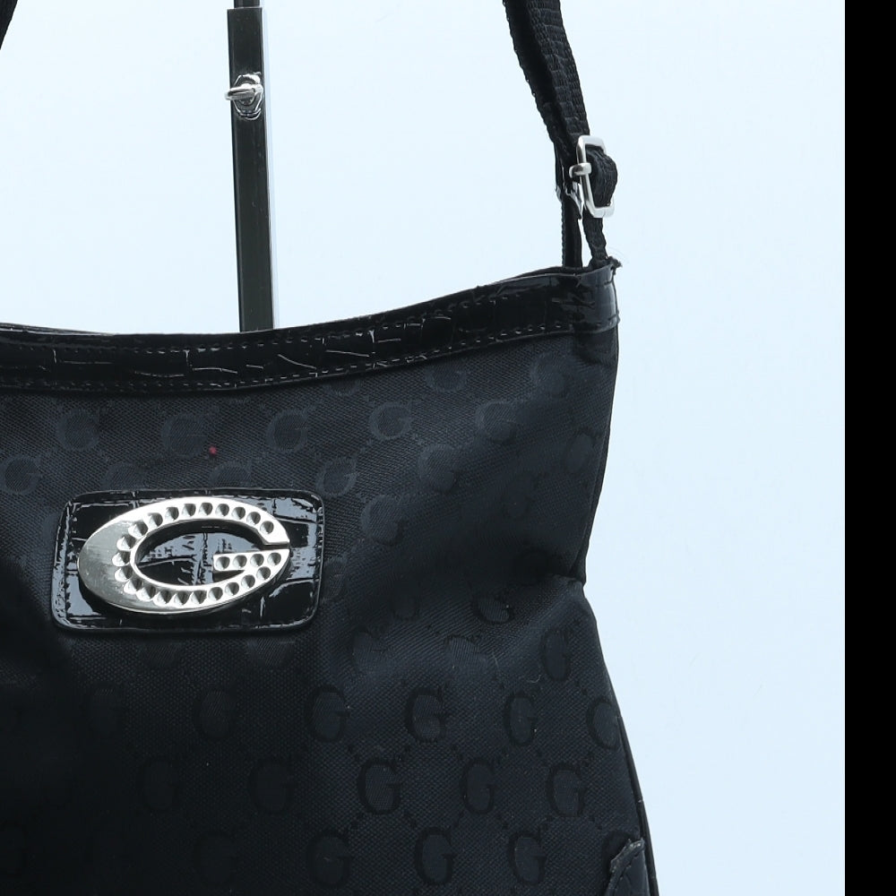 Preworn Womens Black Geometric Polyester Shoulder Bag Size Medium