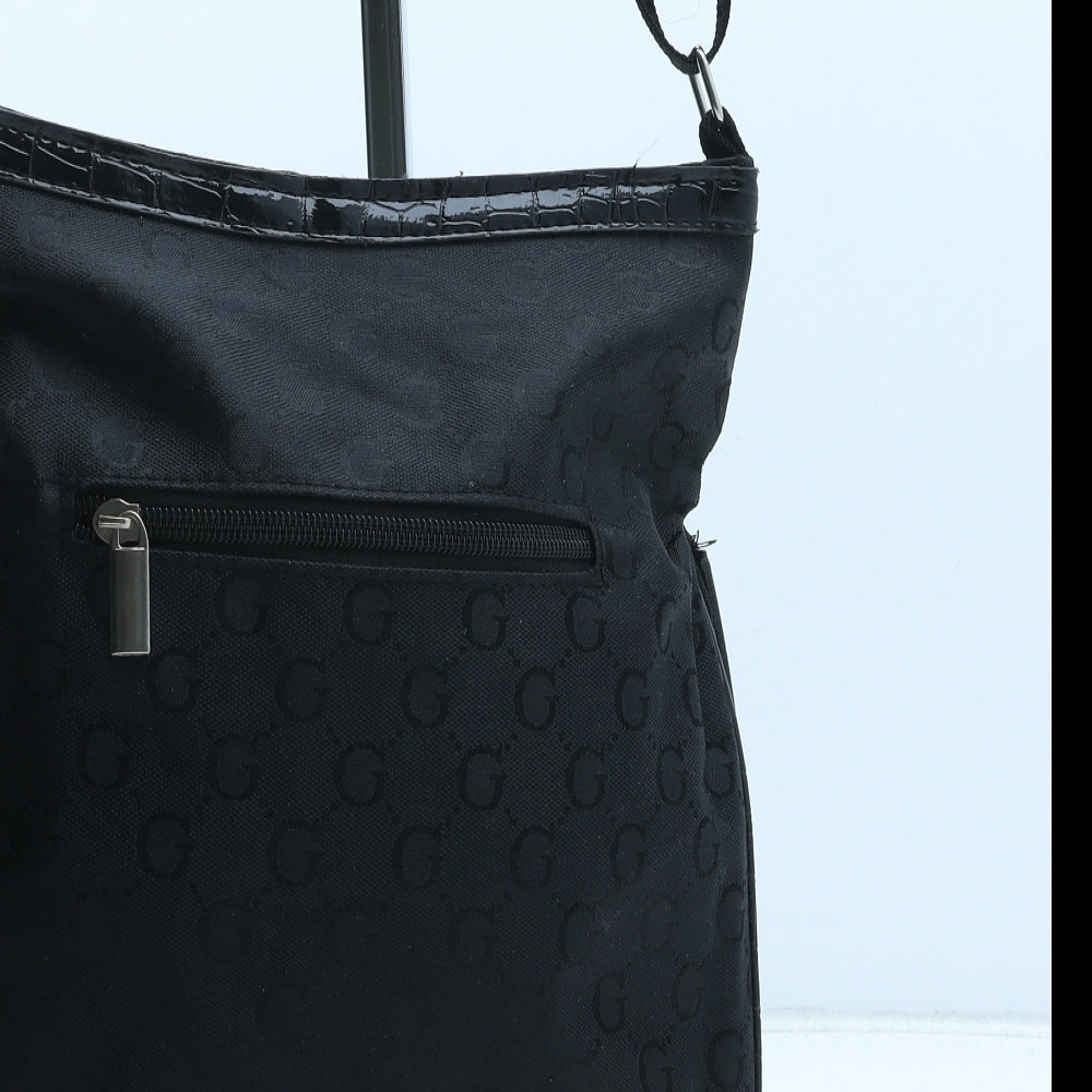 Preworn Womens Black Geometric Polyester Shoulder Bag Size Medium