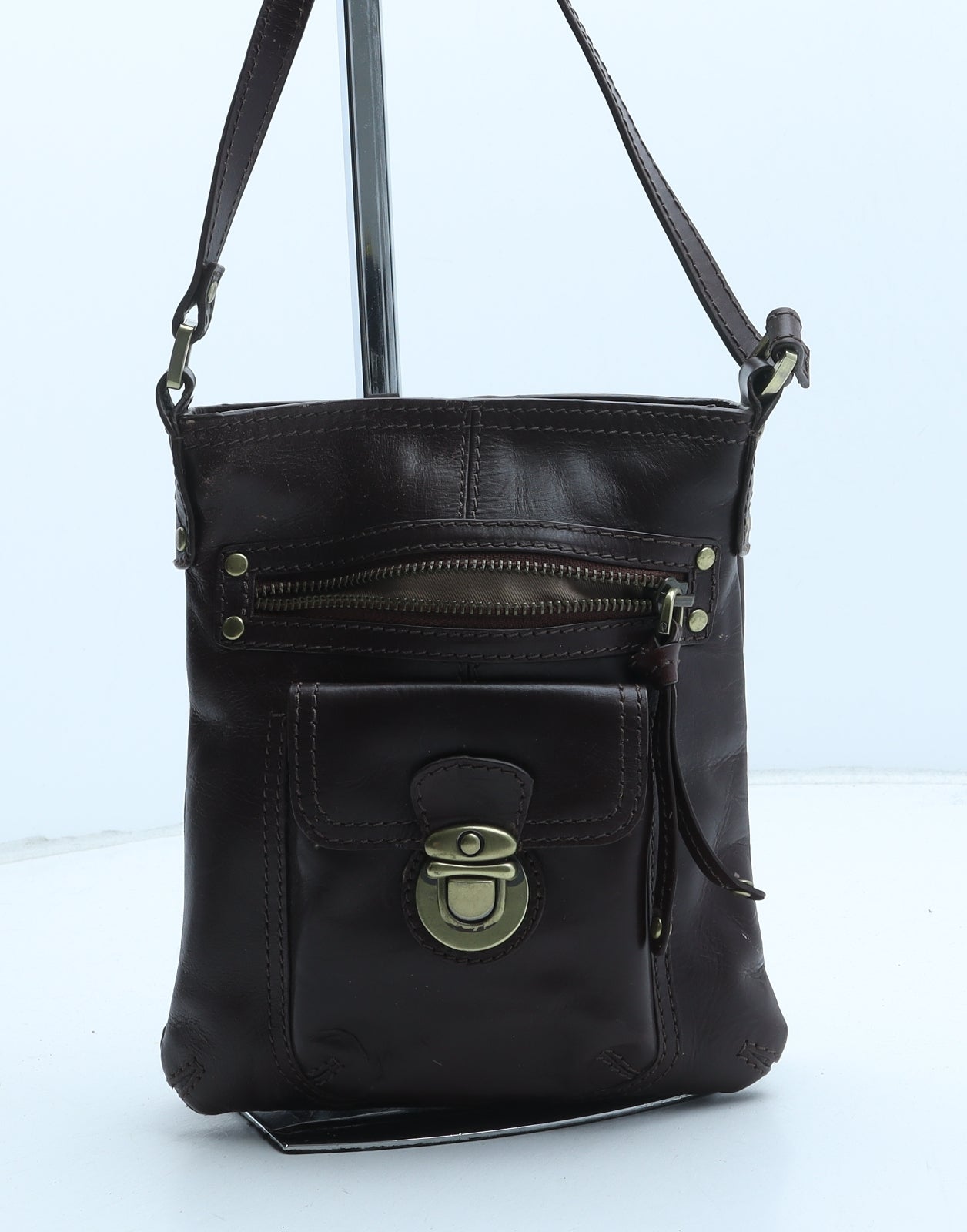 Oasis Womens Brown Leather Crossbody Size Small