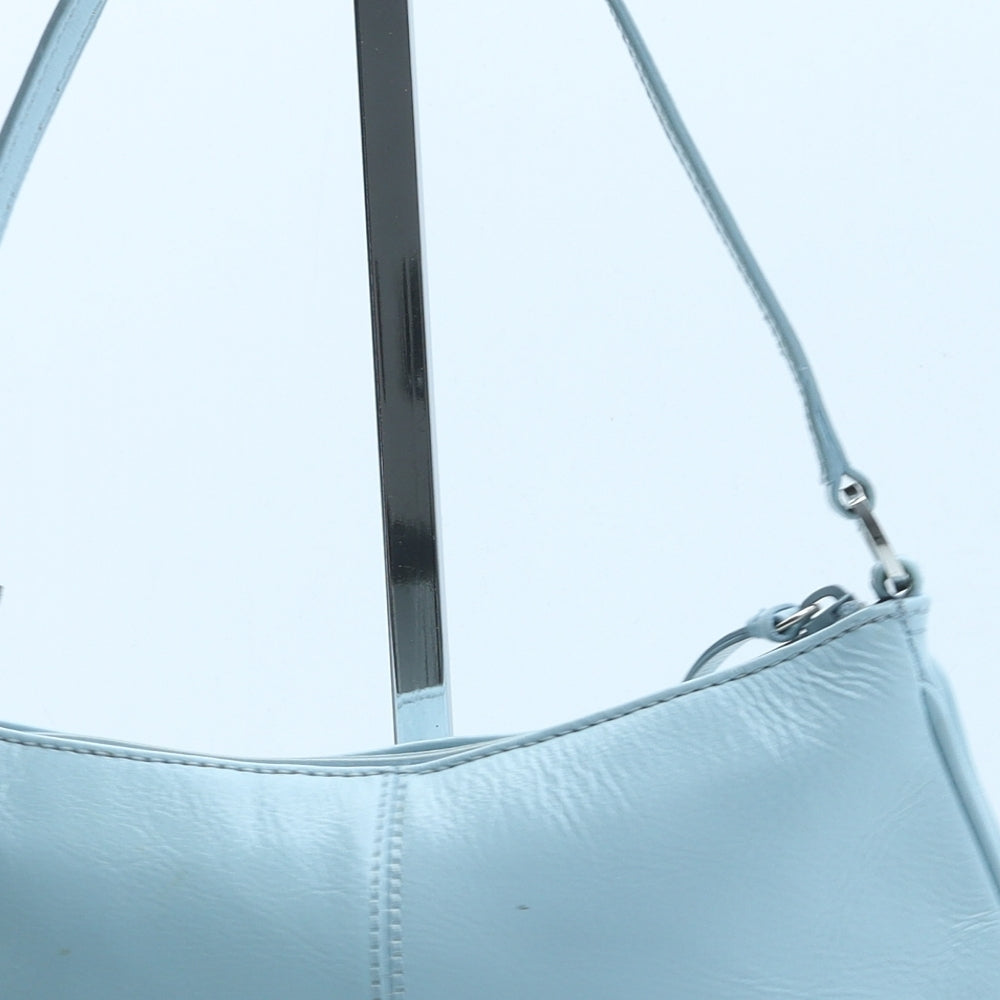 Preworn Womens Blue Leather Top Handle Bag Size Small