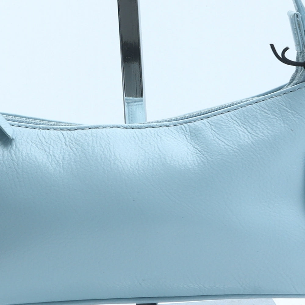 Preworn Womens Blue Leather Top Handle Bag Size Small