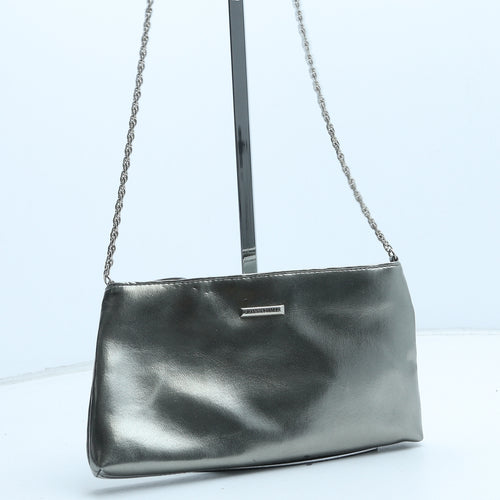 Joanna Hall Womens Silver Polyurethane Crossbody Size Small