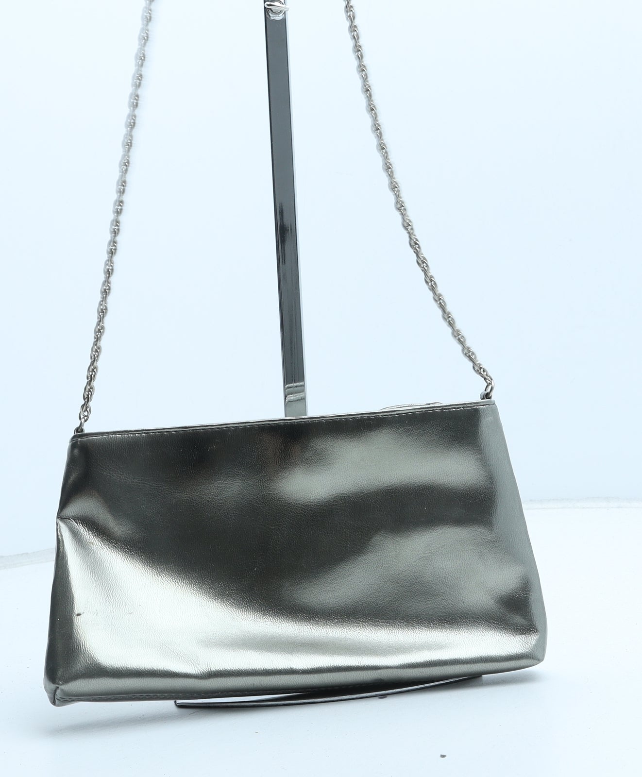 Joanna Hall Womens Silver Polyurethane Crossbody Size Small