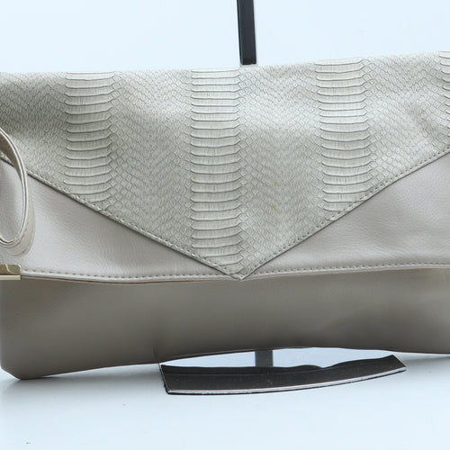 Atmosphere Womens Beige Polyurethane Clutch Size Medium - Snake Print