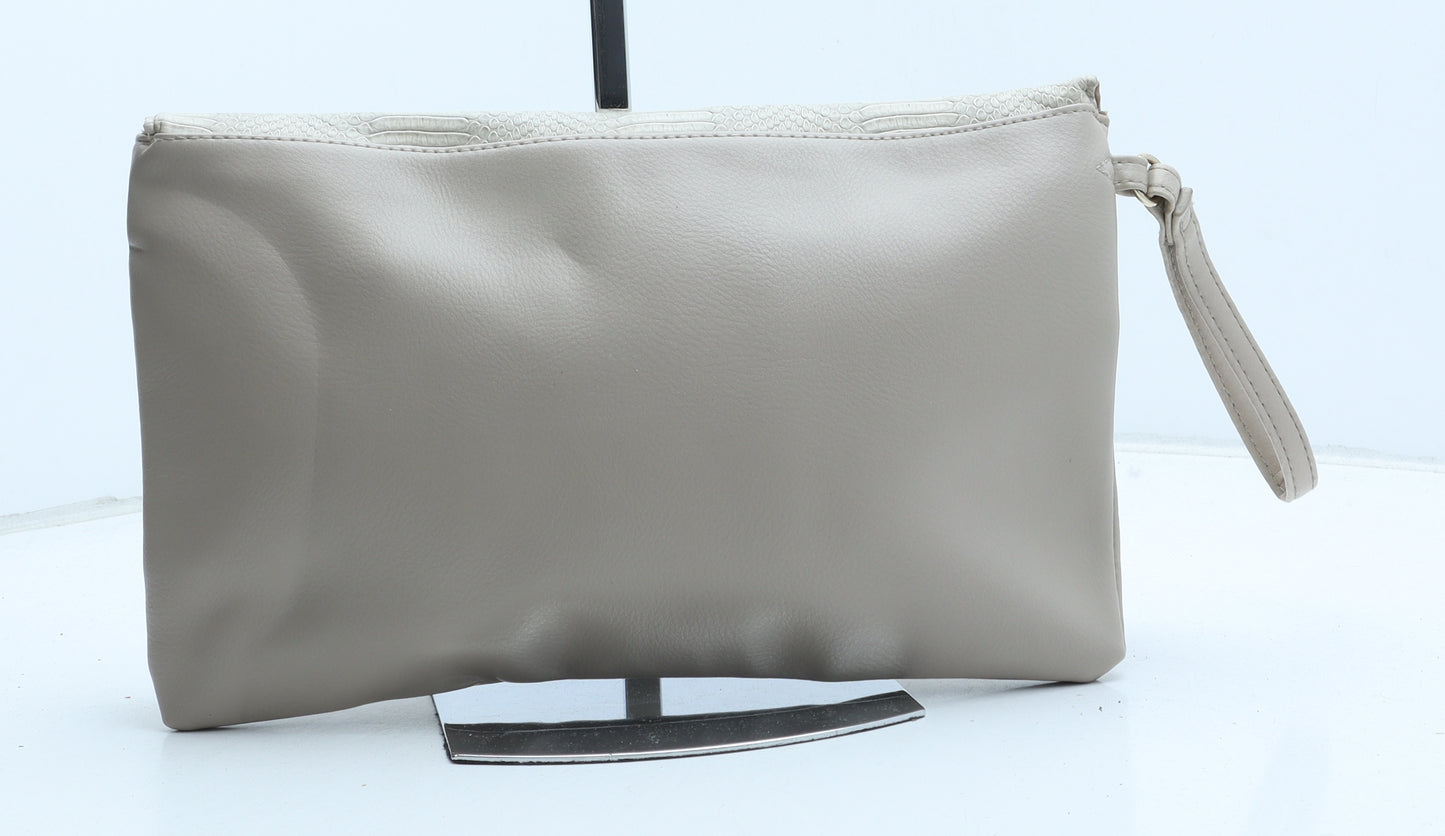 Atmosphere Womens Beige Polyurethane Clutch Size Medium - Snake Print
