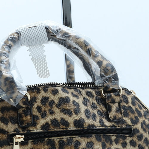 Dorothy Perkins Womens Brown Animal Print Polyurethane Top Handle Bag Size Small - Leopard Print