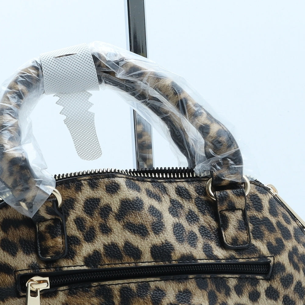 Dorothy Perkins Womens Brown Animal Print Polyurethane Top Handle Bag Size Small - Leopard Print