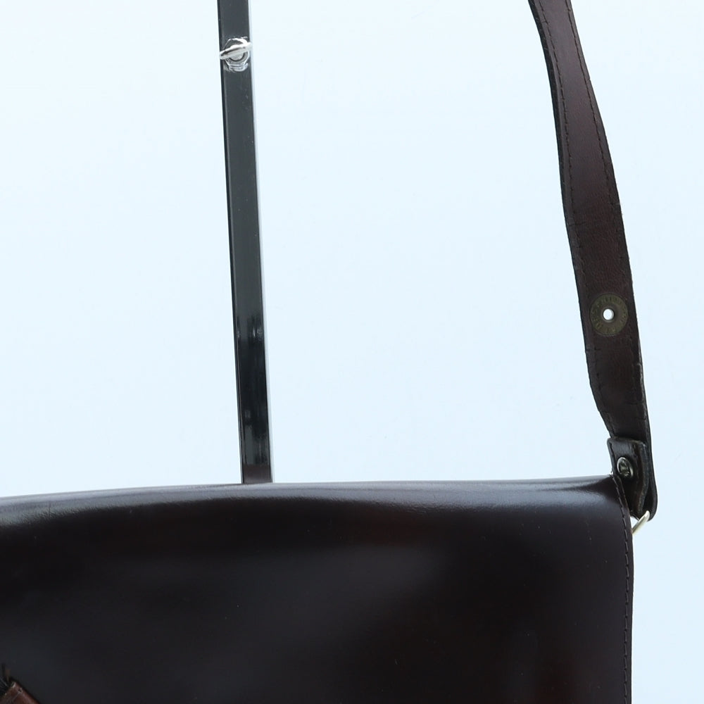 Preworn Womens Brown Polyurethane Crossbody Size Medium