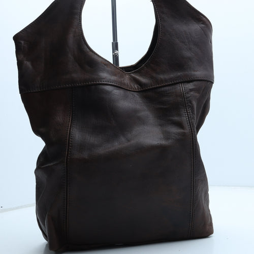 Preworn Womens Brown Leather Top Handle Bag Size Large