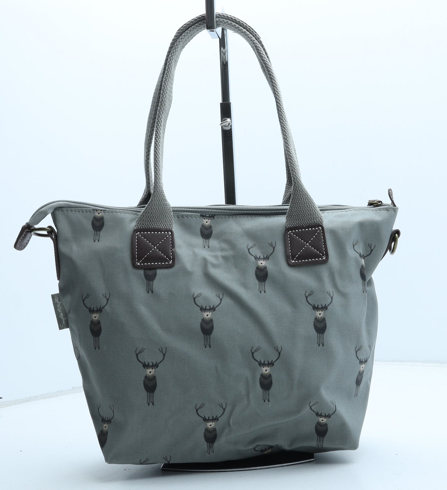 Sophie Allport Womens Grey Geometric Polyurethane Top Handle Bag Size Medium - Reindeer