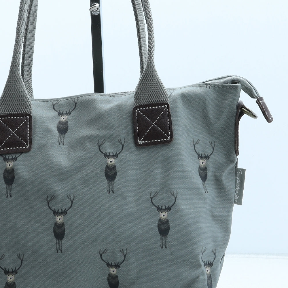 Sophie Allport Womens Grey Geometric Polyurethane Top Handle Bag Size Medium - Reindeer