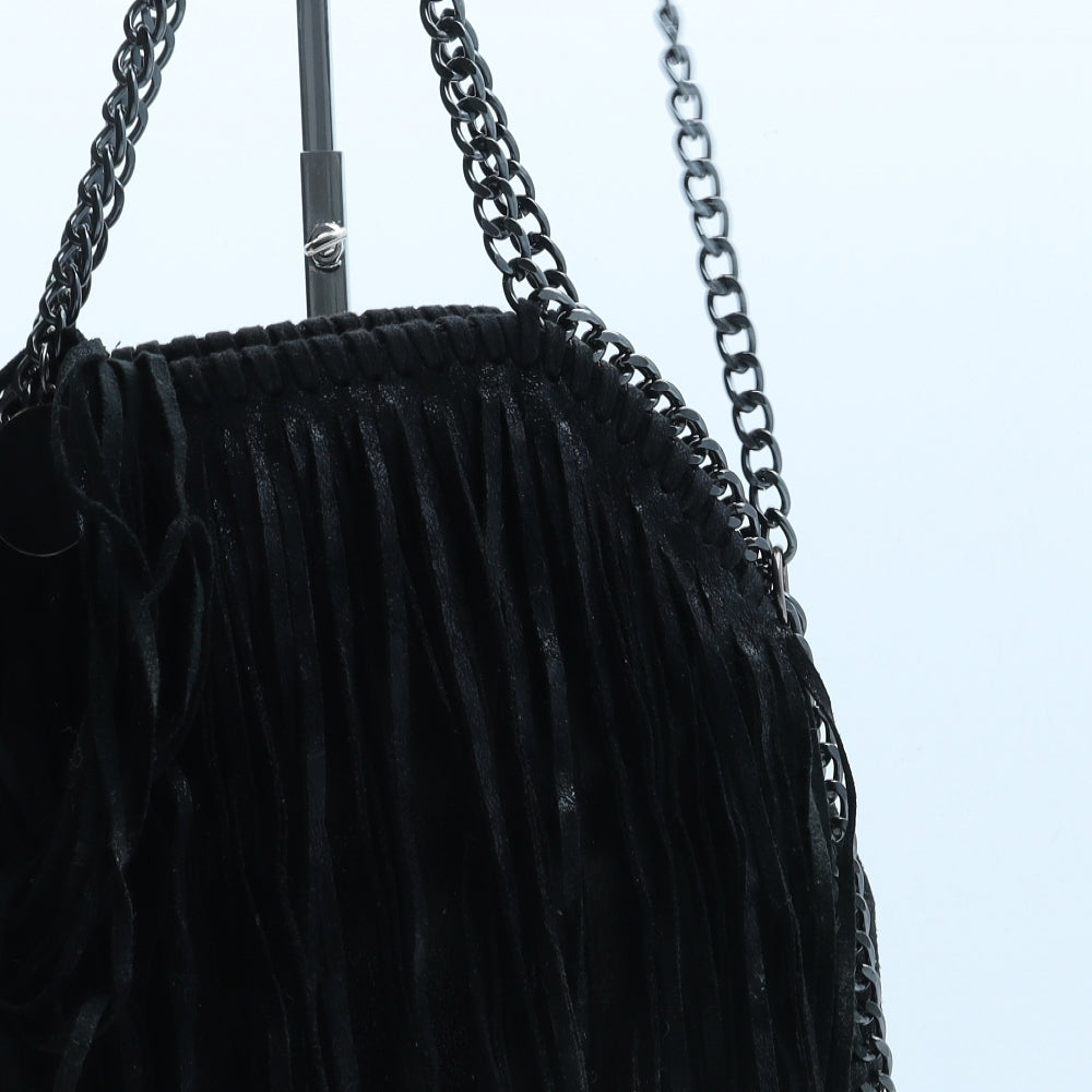 Preworn Womens Black Polyester Hobo Bag Size Medium