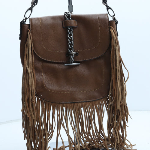 Preworn Womens Brown Polyurethane Top Handle Bag Size Small