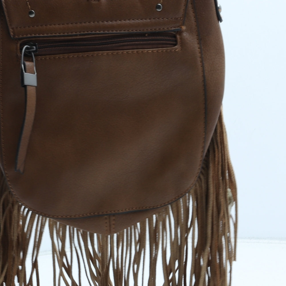 Preworn Womens Brown Polyurethane Top Handle Bag Size Small