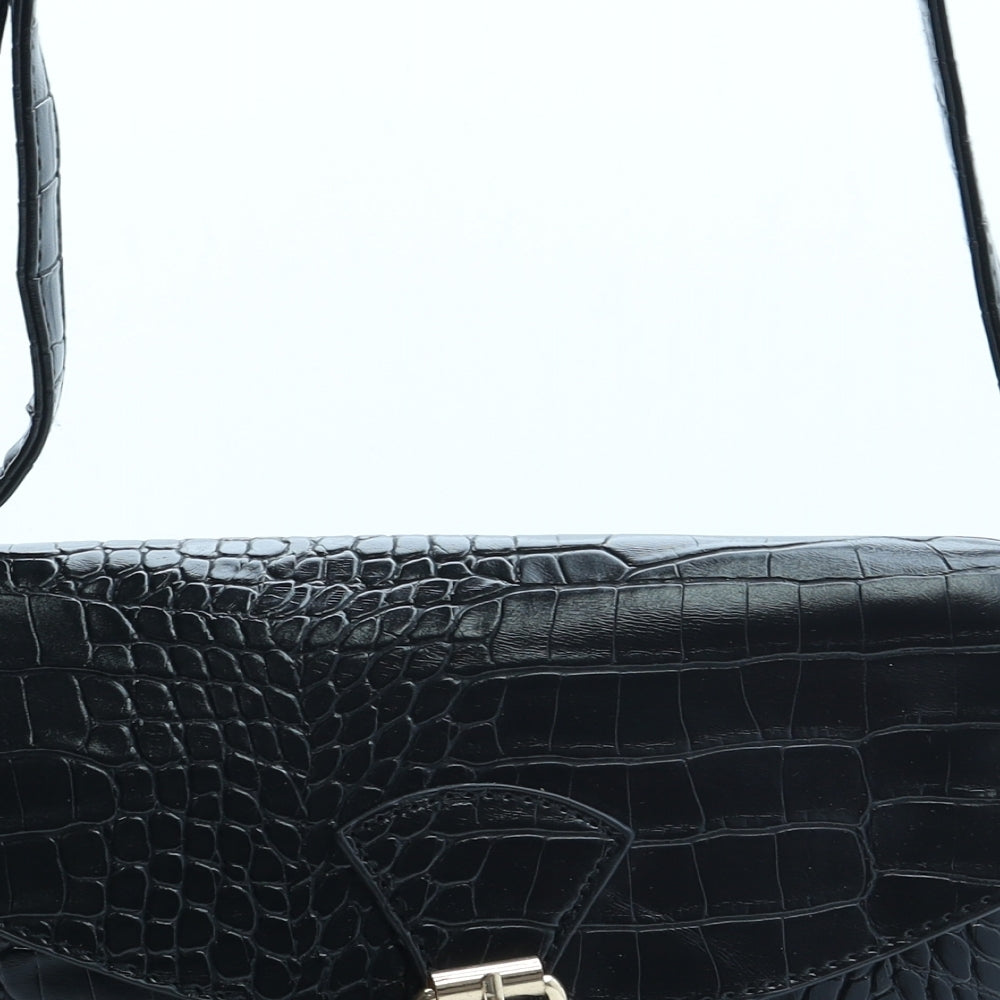 Preworn Womens Black PVC Crossbody Size Small - Croc Texture