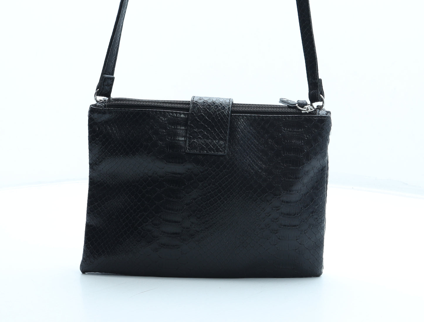 Wallis Womens Black Polyurethane Shoulder Bag Size Small - Croc Texture