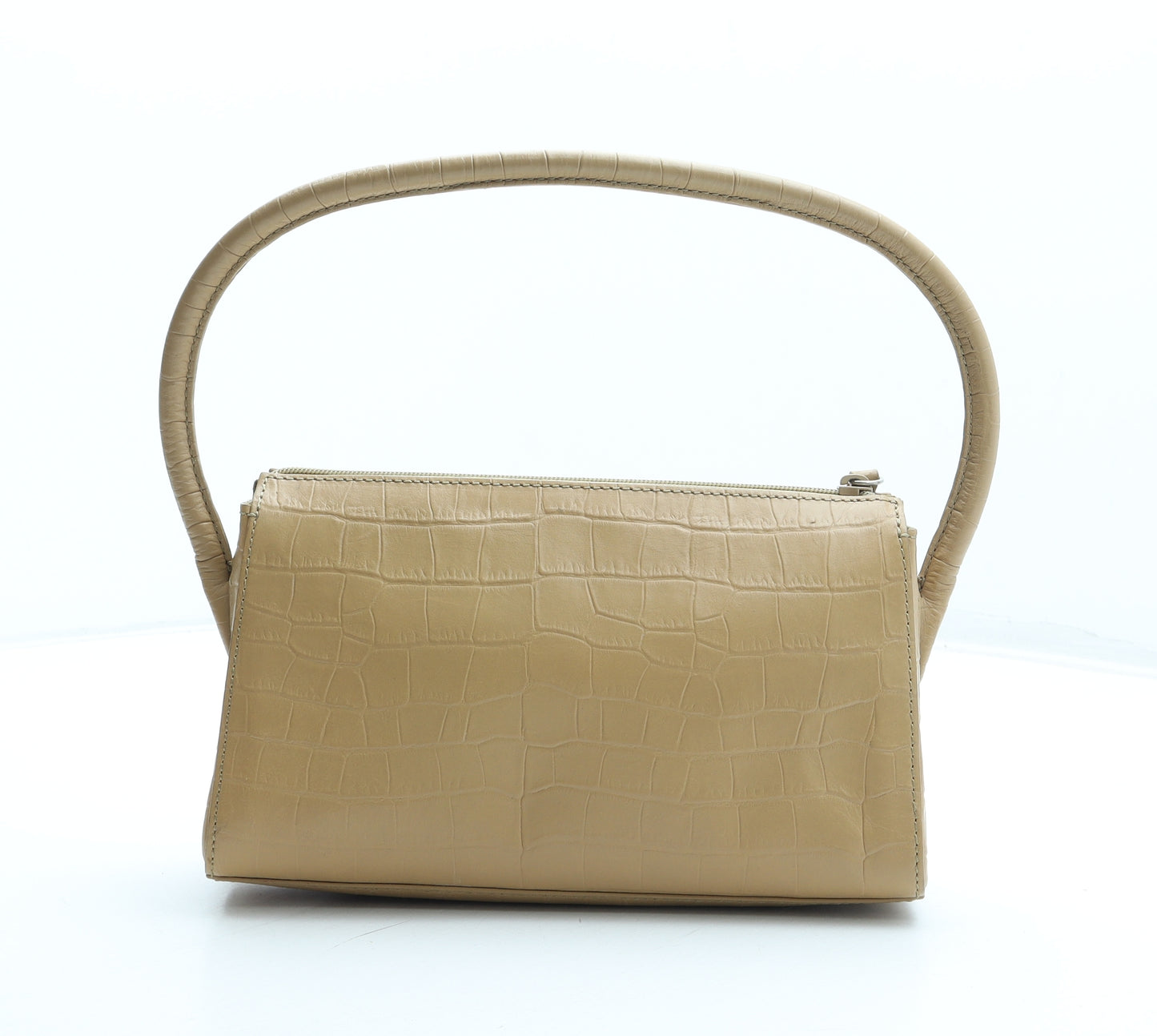 Preworn Womens Beige Leather Top Handle Bag Size Small