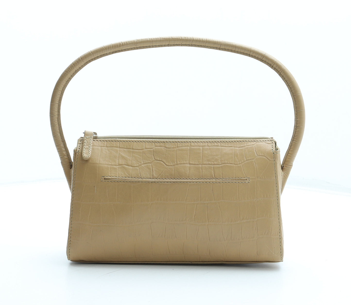 Preworn Womens Beige Leather Top Handle Bag Size Small