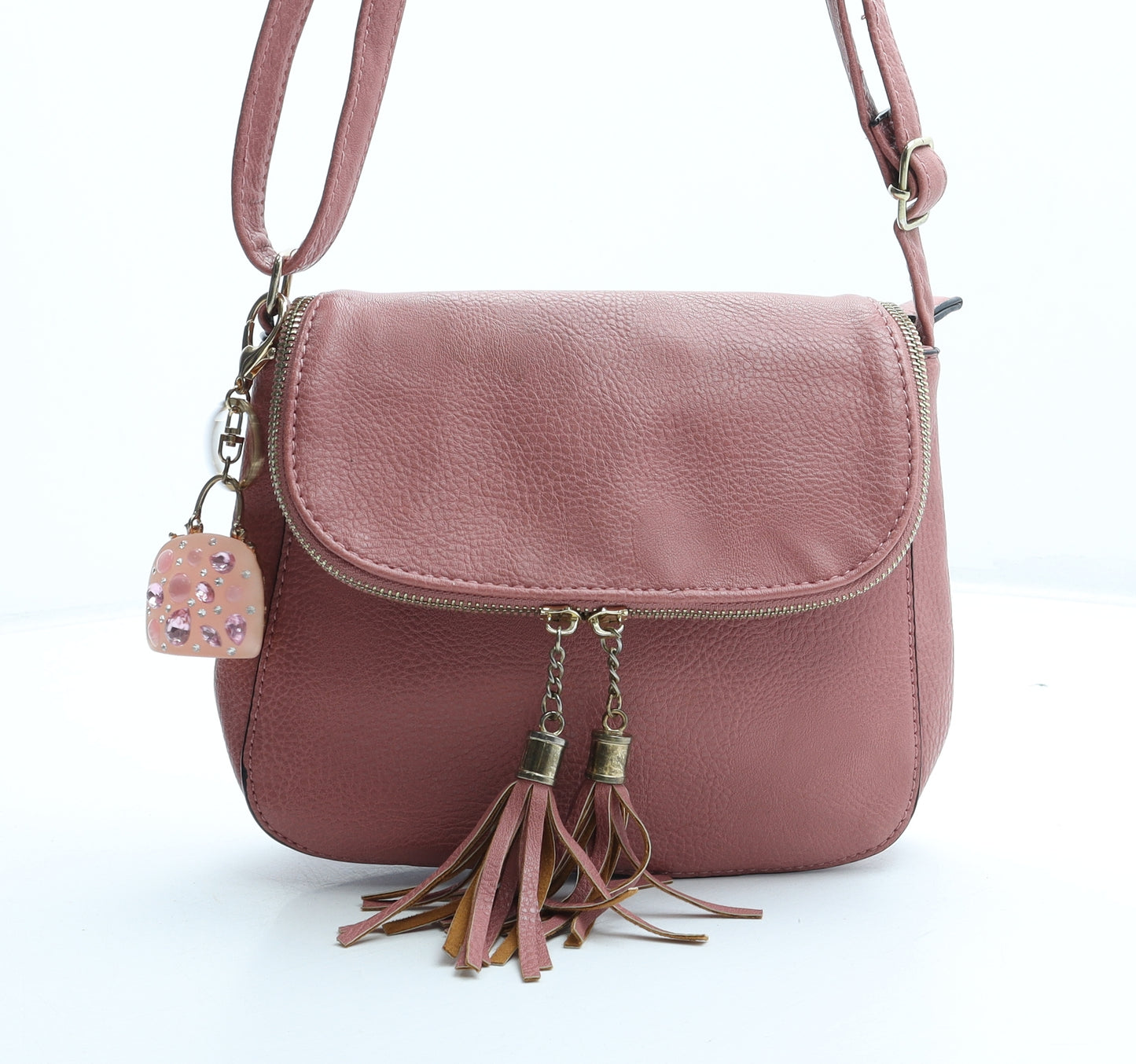 Preworn Womens Pink Paisley Polyurethane Crossbody Size Small