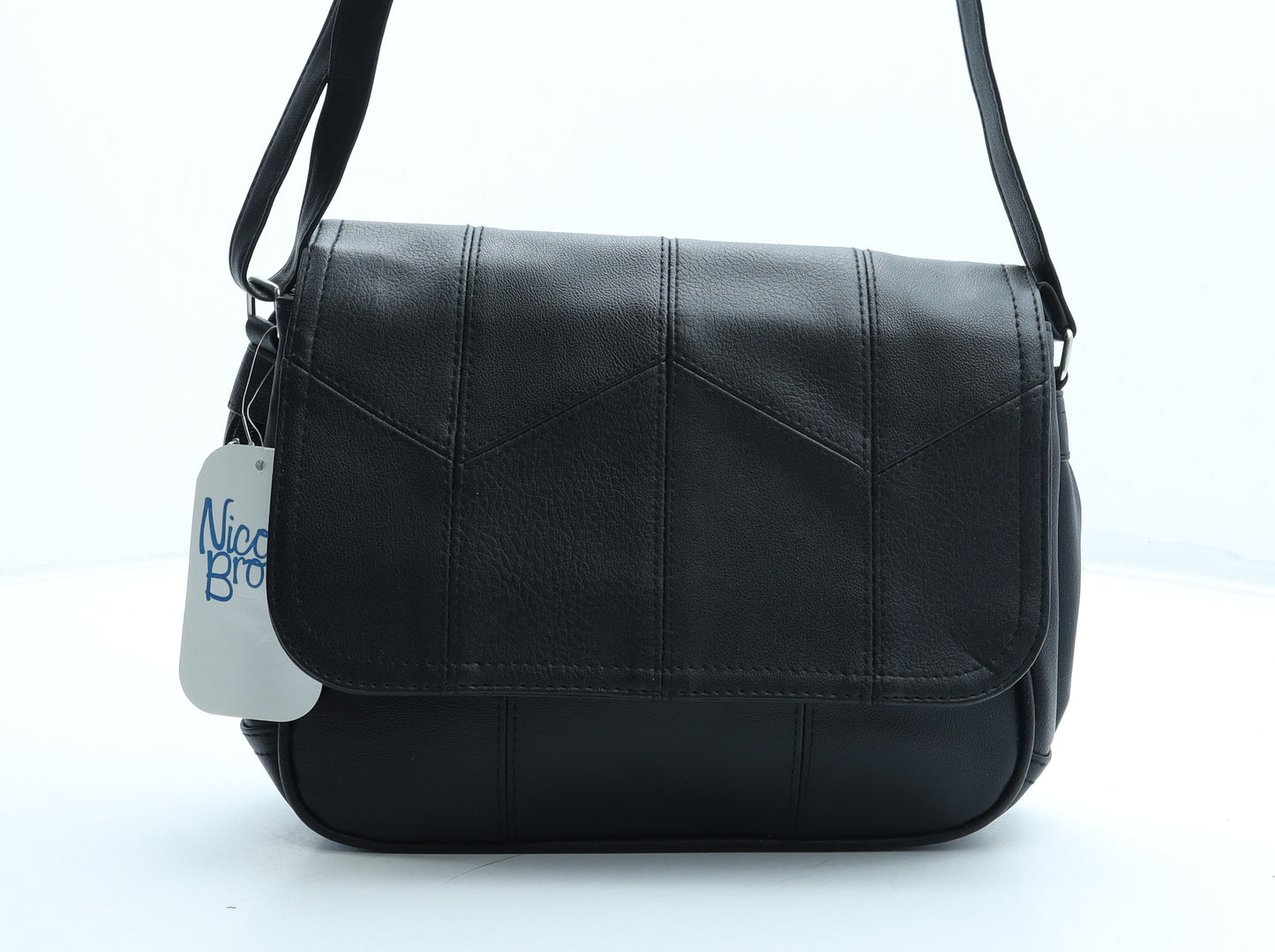 Nicole Brown Womens Black Polyester Crossbody Size Small
