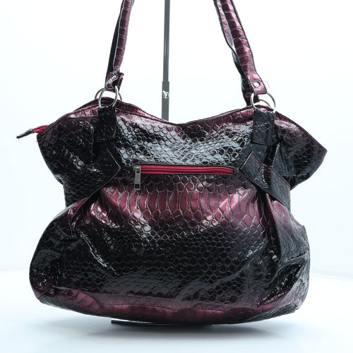 Preworn Womens Purple Animal Print Polyurethane Tote Size Large - Snake Print