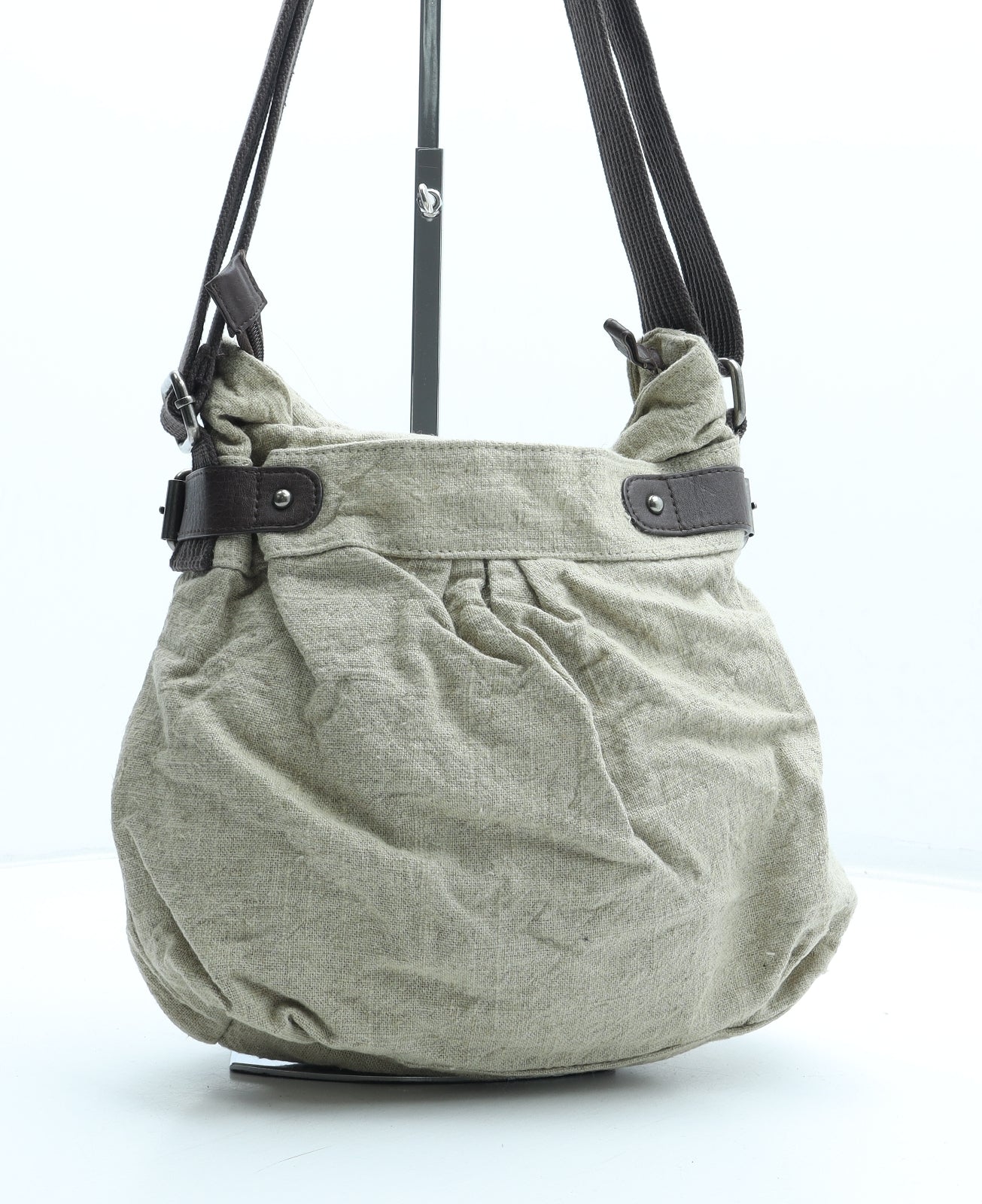 Weird Fish Womens Beige Cotton Crossbody Size Medium