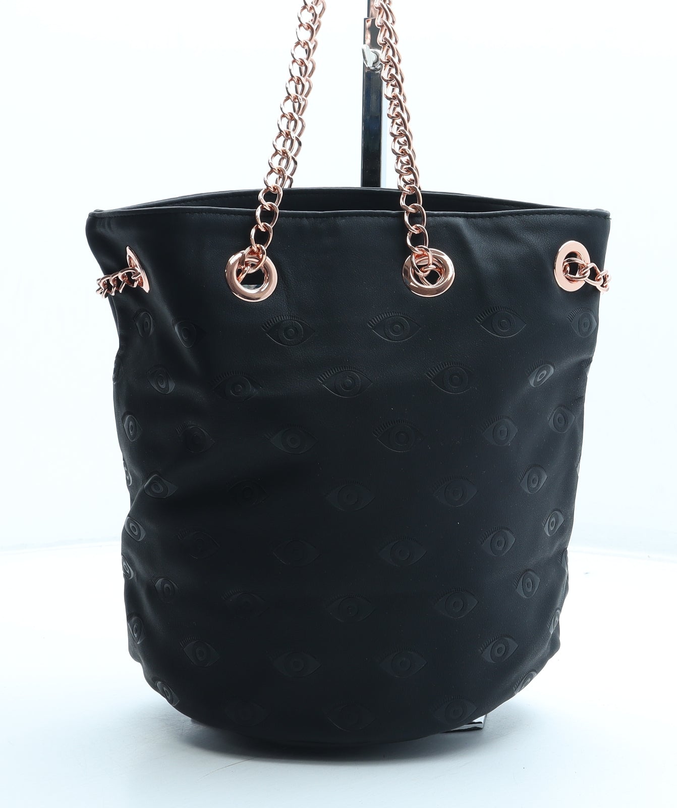 KENZO Womens Black Geometric Polyurethane Bucket & Drawstring Bag Size Medium