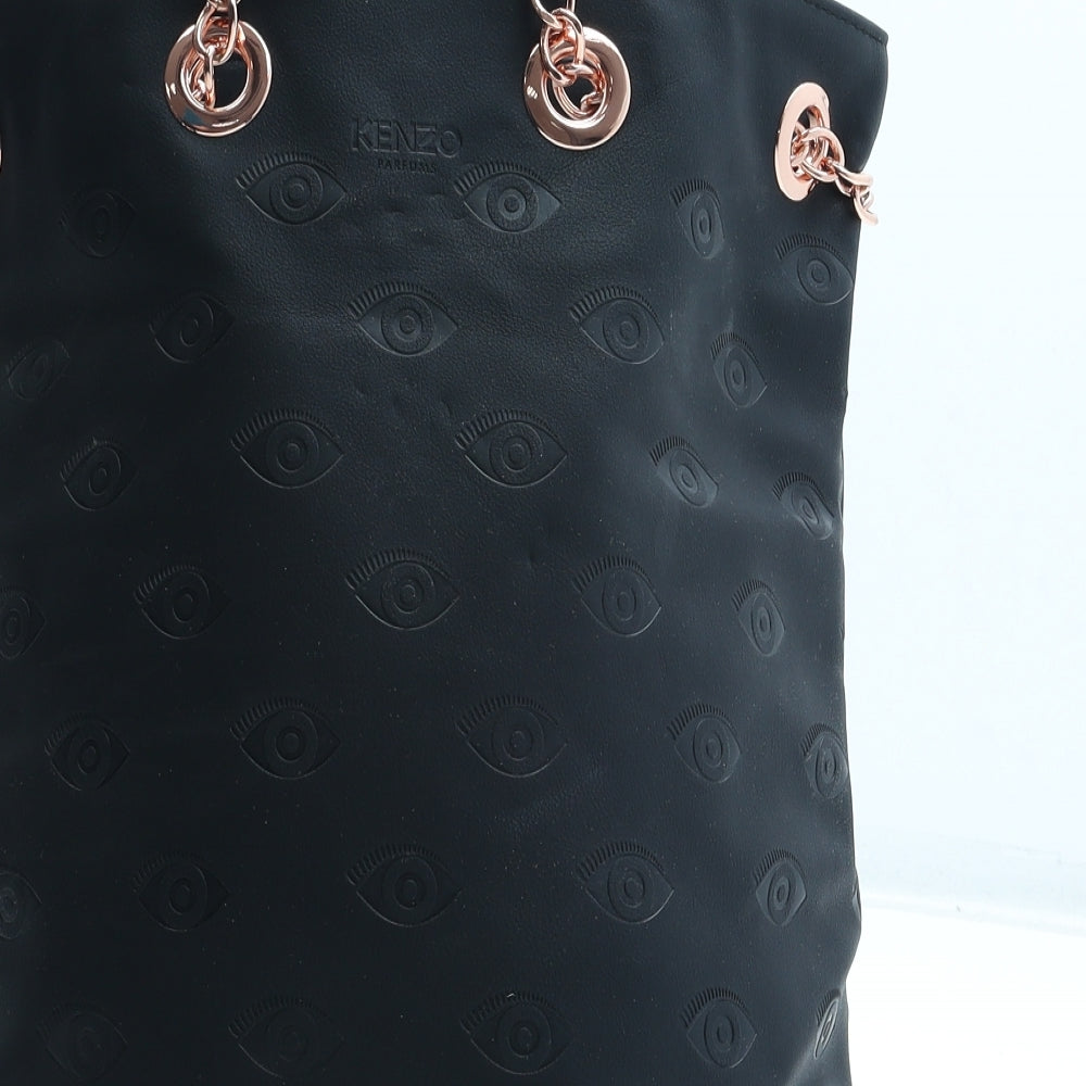 KENZO Womens Black Geometric Polyurethane Bucket & Drawstring Bag Size Medium