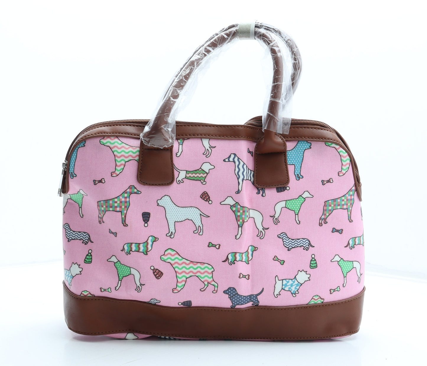 Preworn Womens Multicoloured Geometric Polyester Top Handle Bag Size Medium - Dog