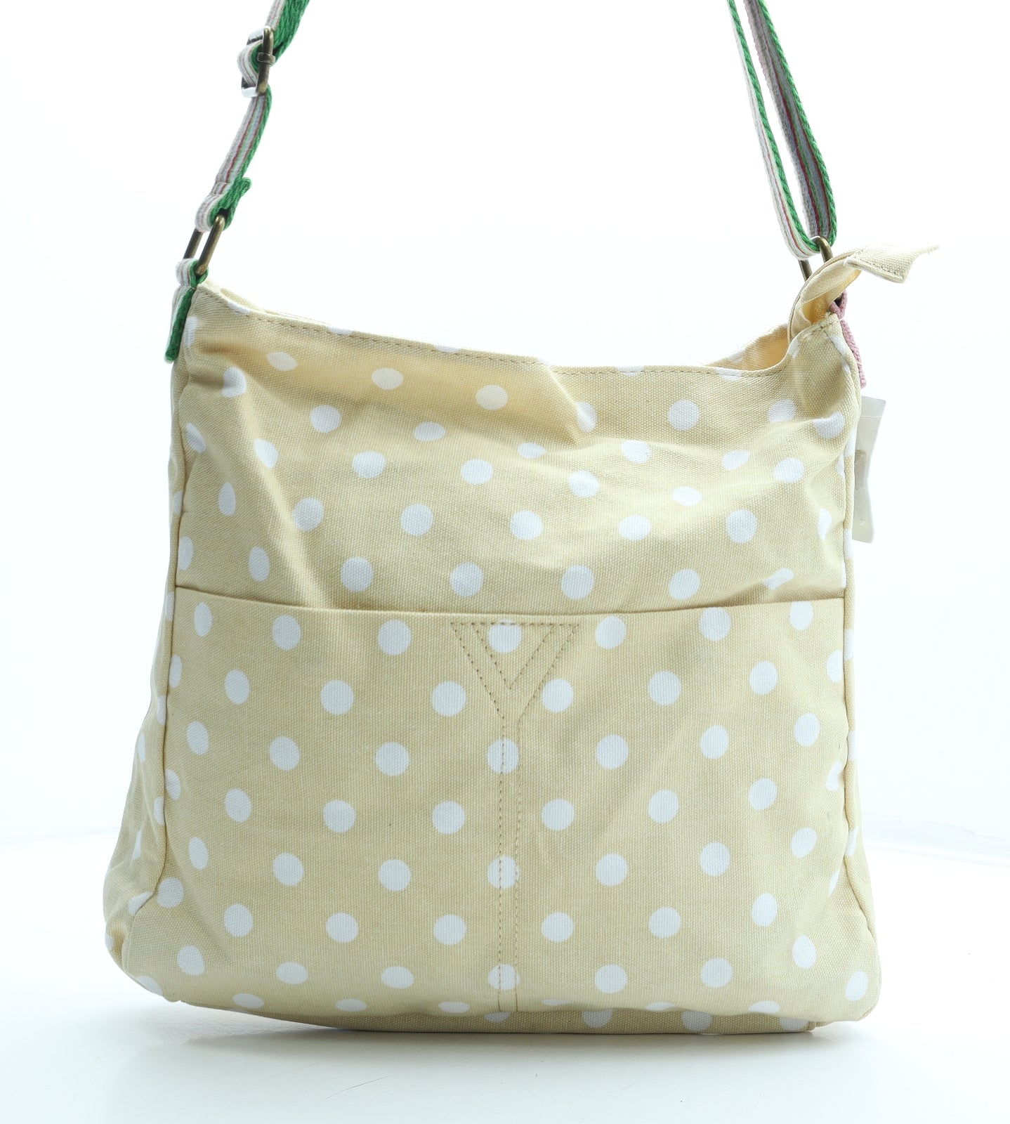 Preworn Womens Beige Geometric Polyester Crossbody Size Medium