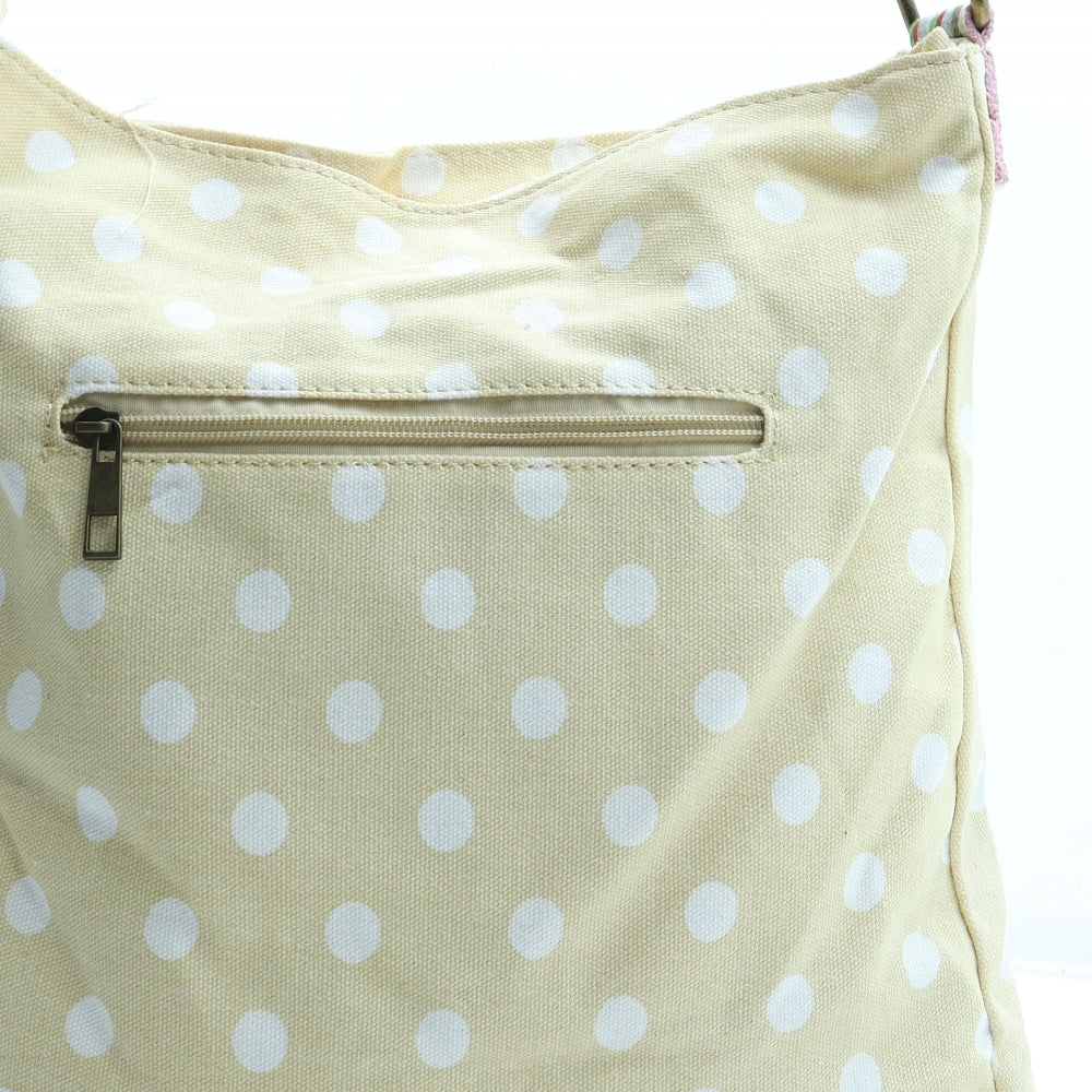 Preworn Womens Beige Geometric Polyester Crossbody Size Medium