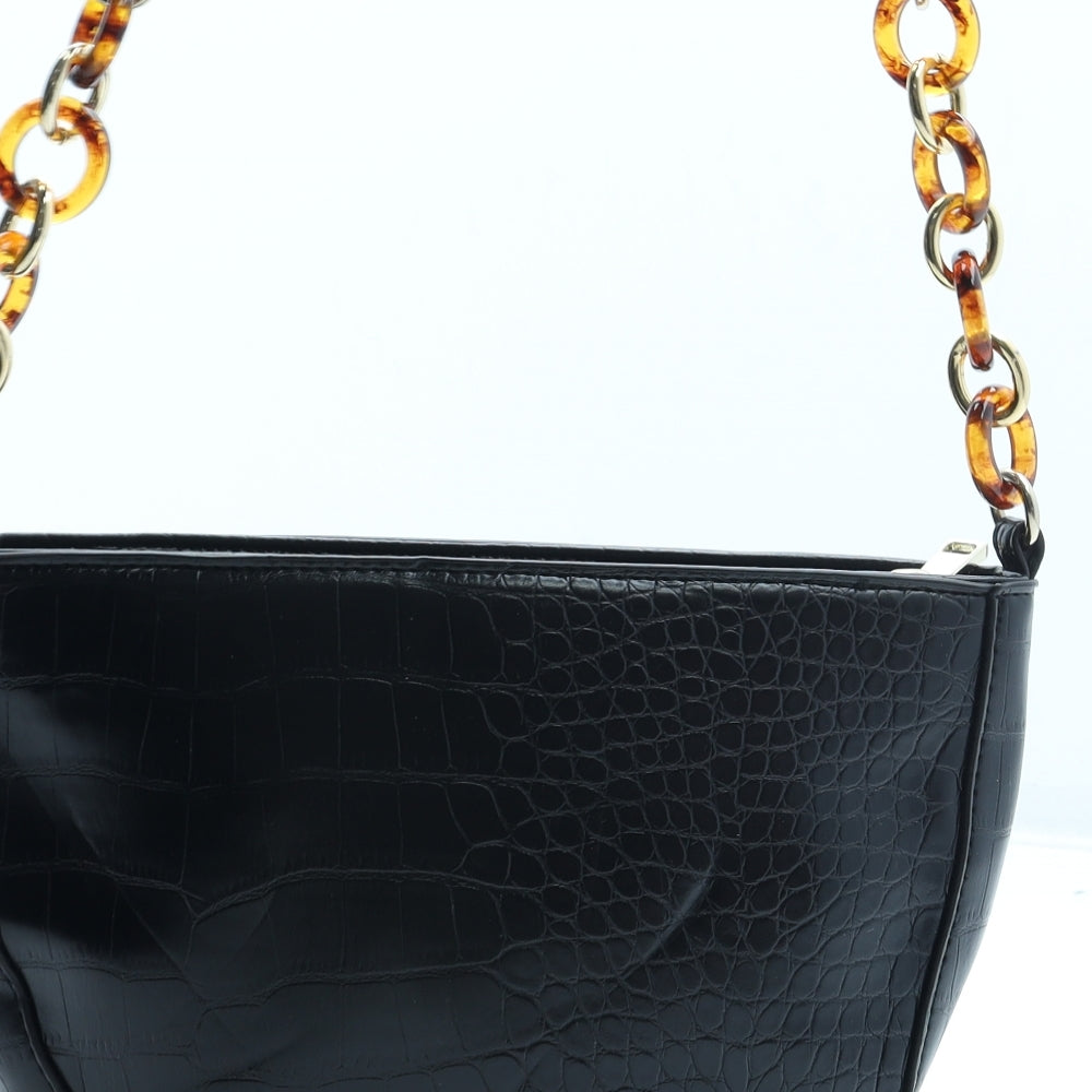 F&F Womens Black Polyurethane Crossbody Size Small - Chain Detail