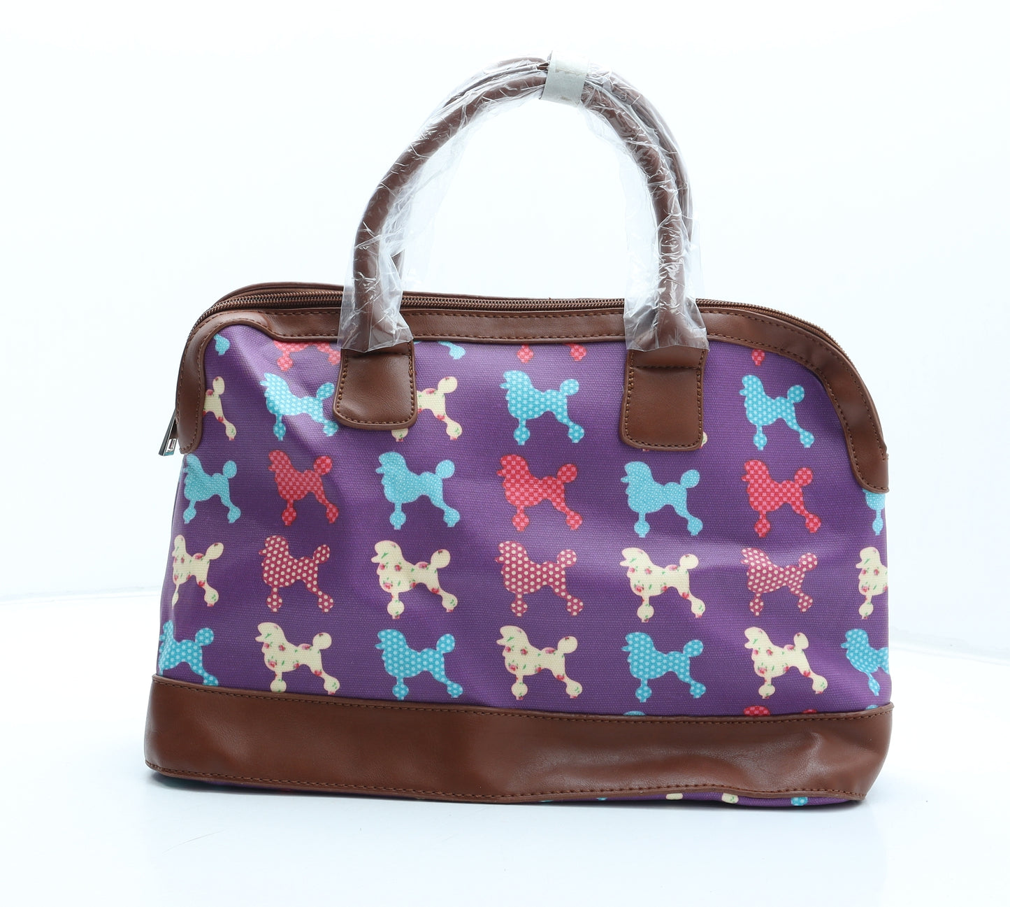 Preworn Womens Multicoloured Geometric Polyurethane Top Handle Bag Size Medium - Poodle