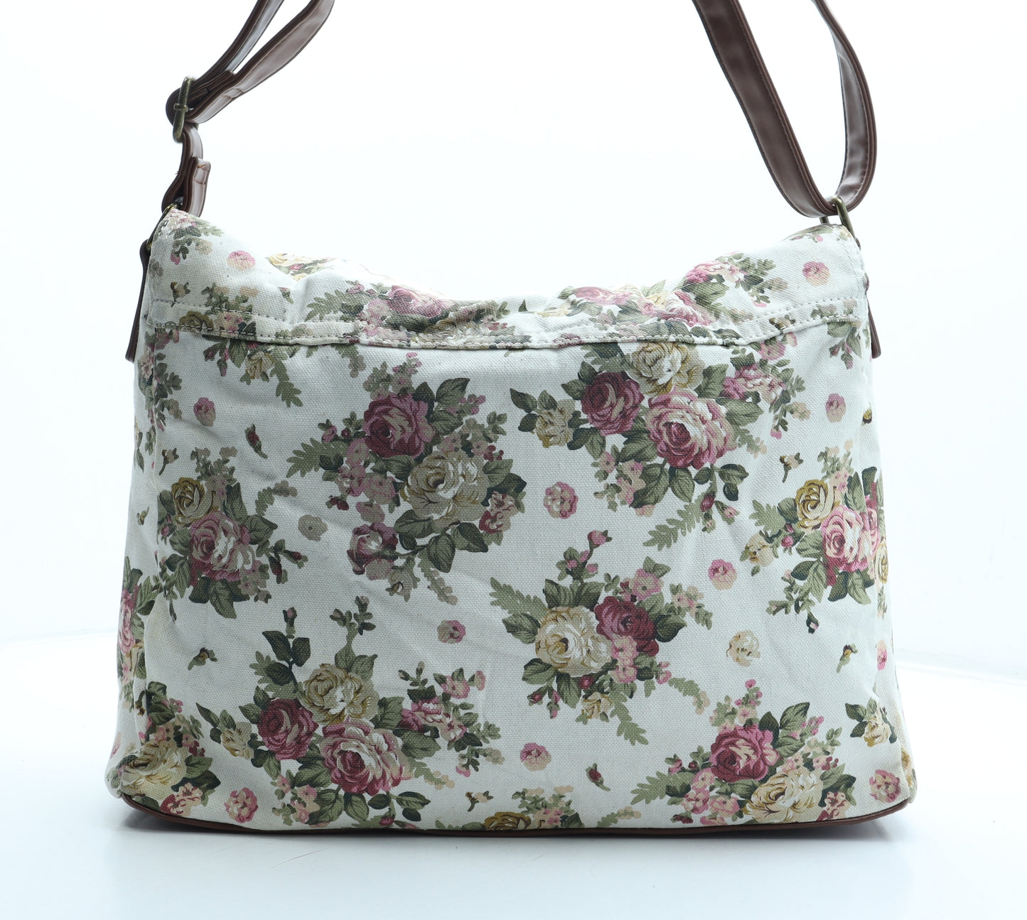 FOREVER 21 Womens Multicoloured Floral Cotton Messenger Bag Size Large