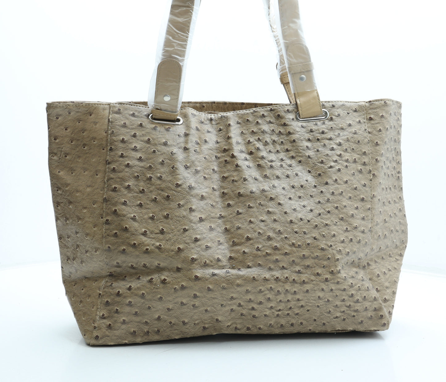 Elizabeth Grant Womens Brown Polyurethane Tote Size Large - Ostrich Texture