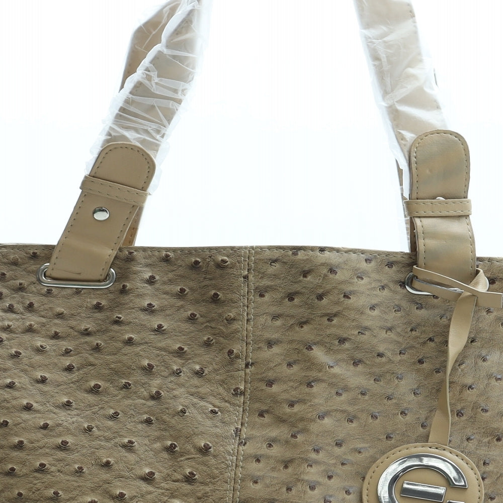 Elizabeth Grant Womens Brown Polyurethane Tote Size Large - Ostrich Texture