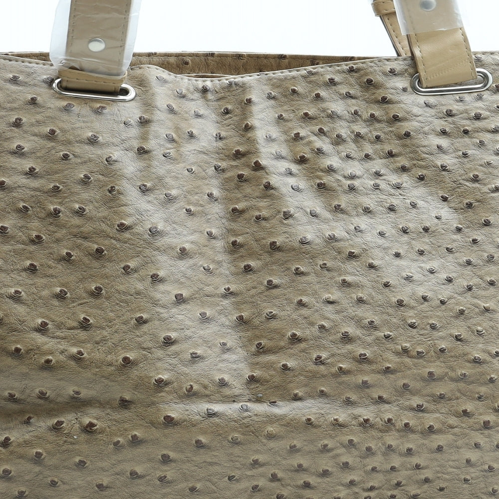 Elizabeth Grant Womens Brown Polyurethane Tote Size Large - Ostrich Texture