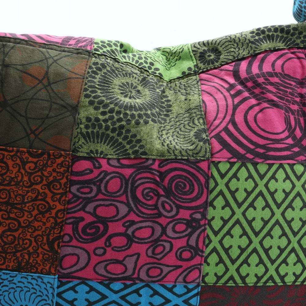 Preworn Womens Multicoloured Geometric Cotton Messenger Bag Size Medium