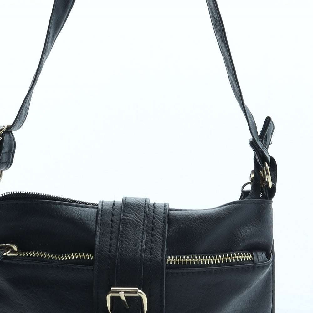 Peacocks Womens Black Polyurethane Crossbody Size Small