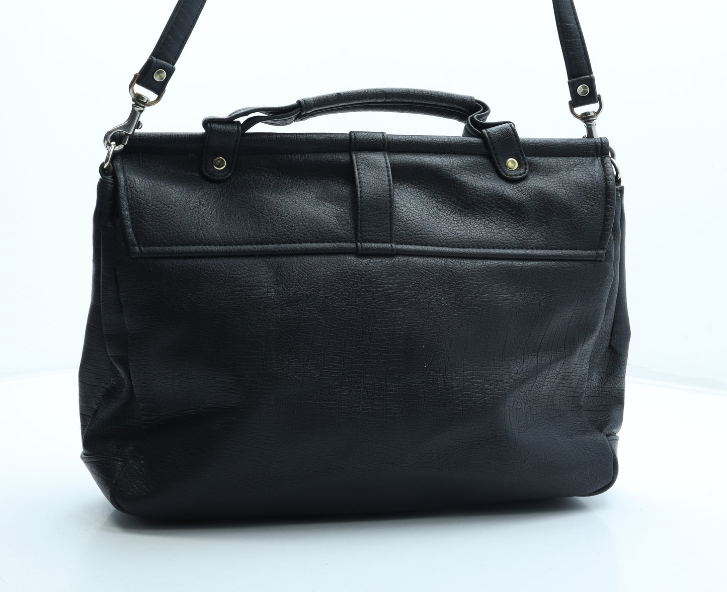 Preworn Womens Black Polyurethane Hobo Bag Size Large