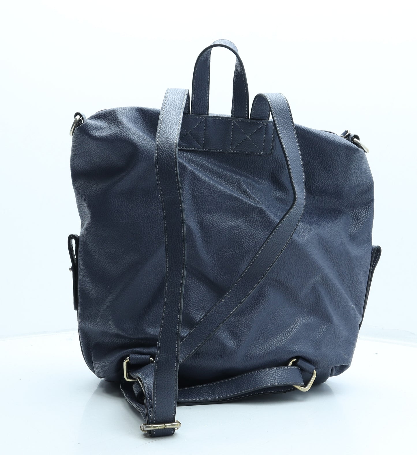 Accessorize Womens Blue Polyurethane Backpack Size Large