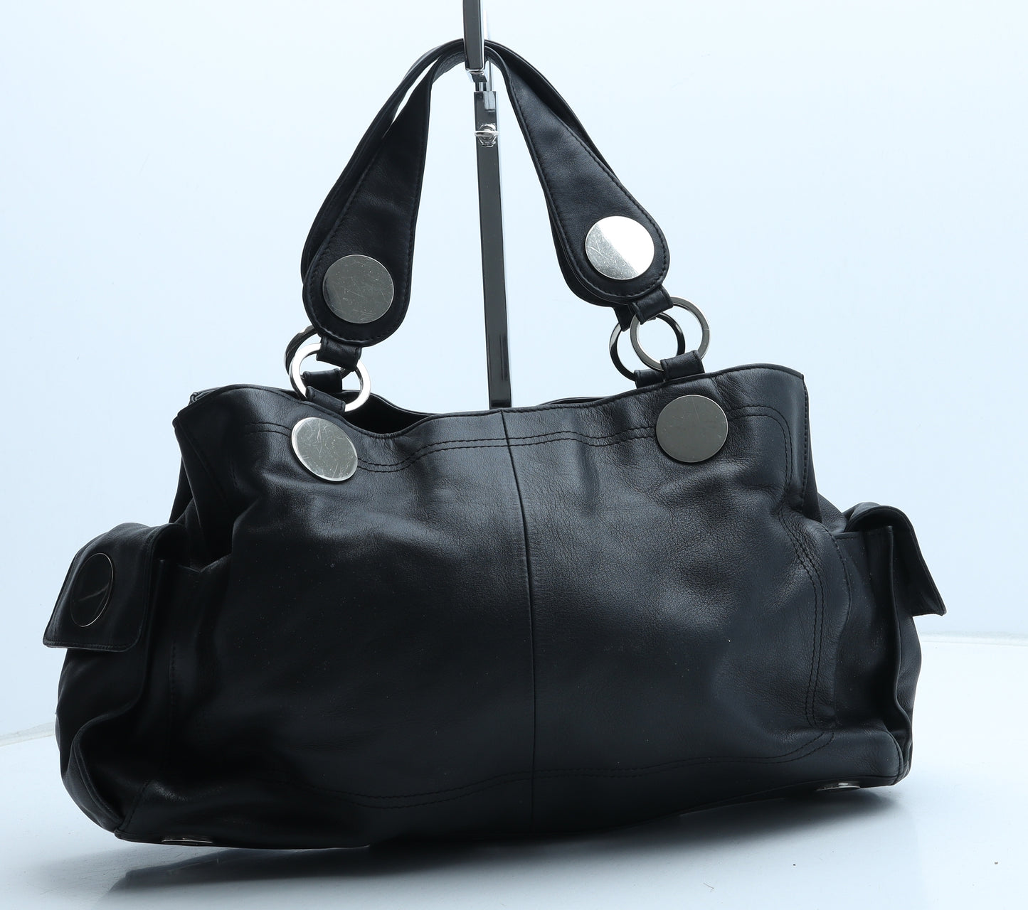 Jasper Conran Womens Black Leather Top Handle Bag Size Medium