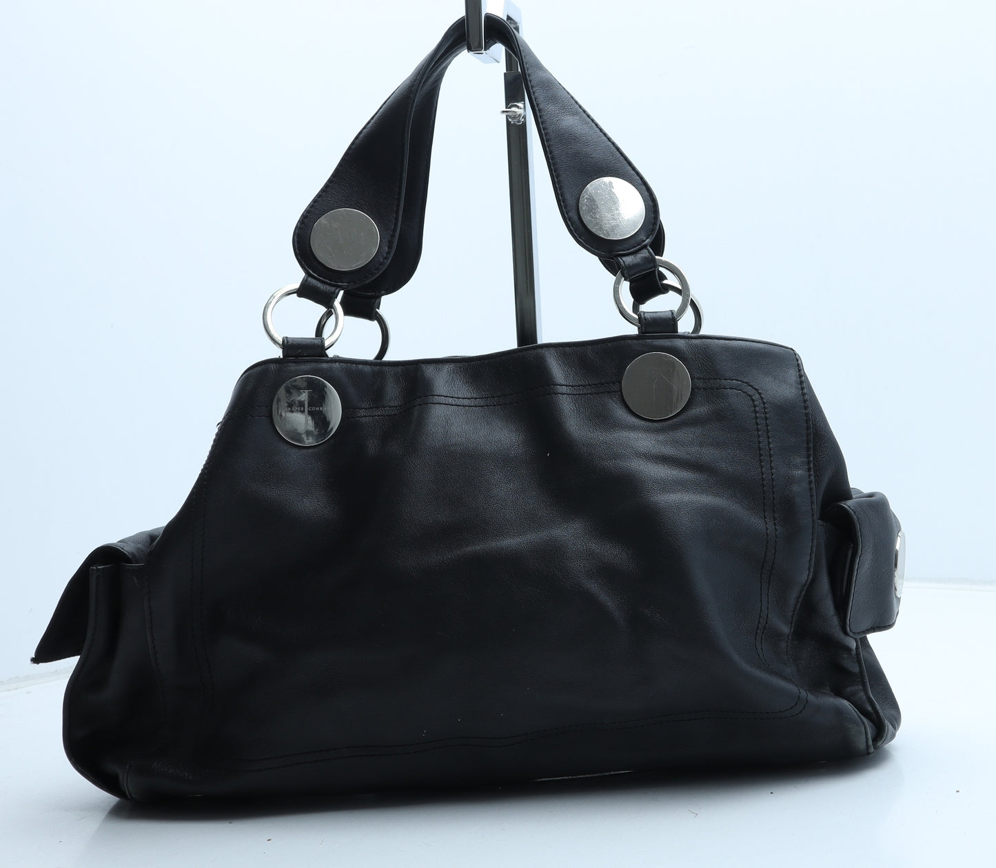 Jasper Conran Womens Black Leather Top Handle Bag Size Medium