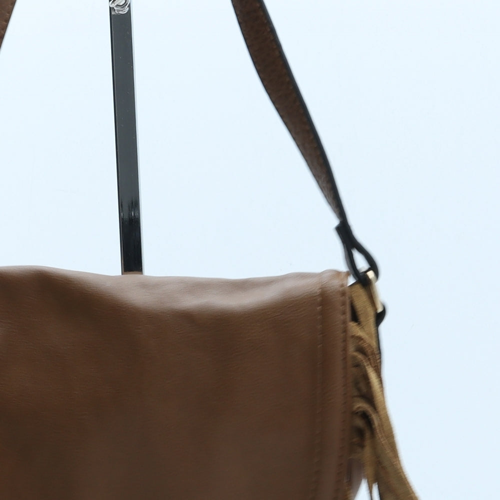 Topshop Womens Brown Polyurethane Crossbody Size Small