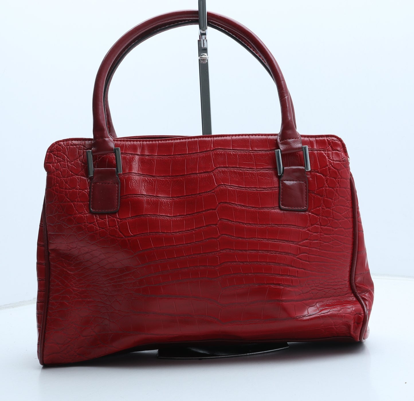 Ben de Lisi Womens Red Polyurethane Top Handle Bag Size Medium - Croc Texture